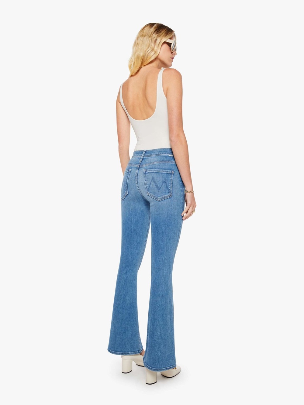 MOTHER The Weekender Jeans 28 Layover Blue Flare Bootcut Stretch Denim